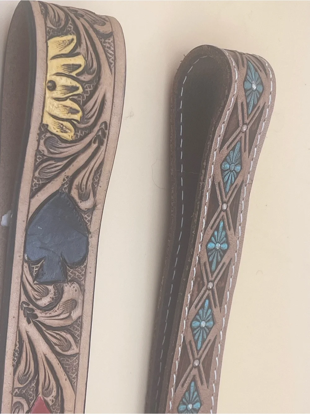 NWOT 2 Western Tooled Wristlet Keychains Poker Turquoise Floral
